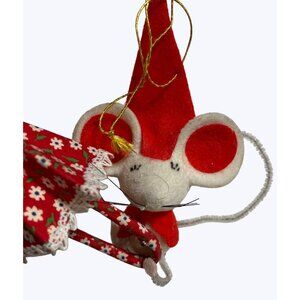 Vintage Felt Mouse Christmas Ornament With Umbrella